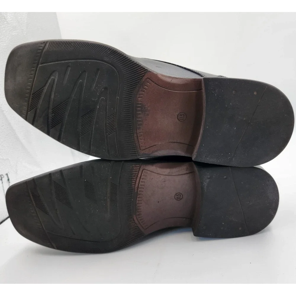 G.H. Bass & Co. Alberta Men 11.5 D Shoes Black Leather Square Toe Slip On Loafer